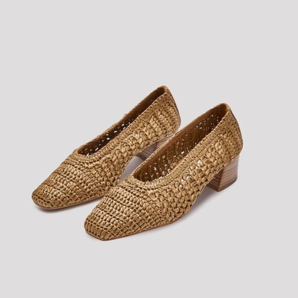 Miista Noa Legno Woven Raffia Mid Heels Pumps 35 5 Ballet - Picture 1 of 6